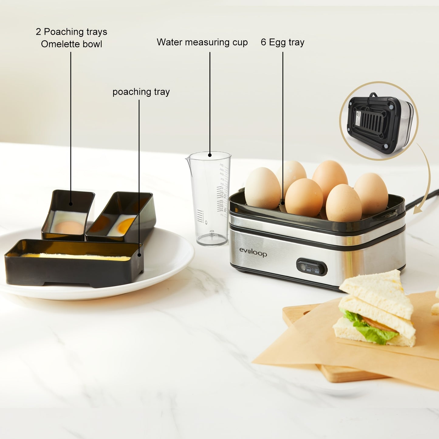 Evoloop Rapid Egg Cooker with Auto Shut Off