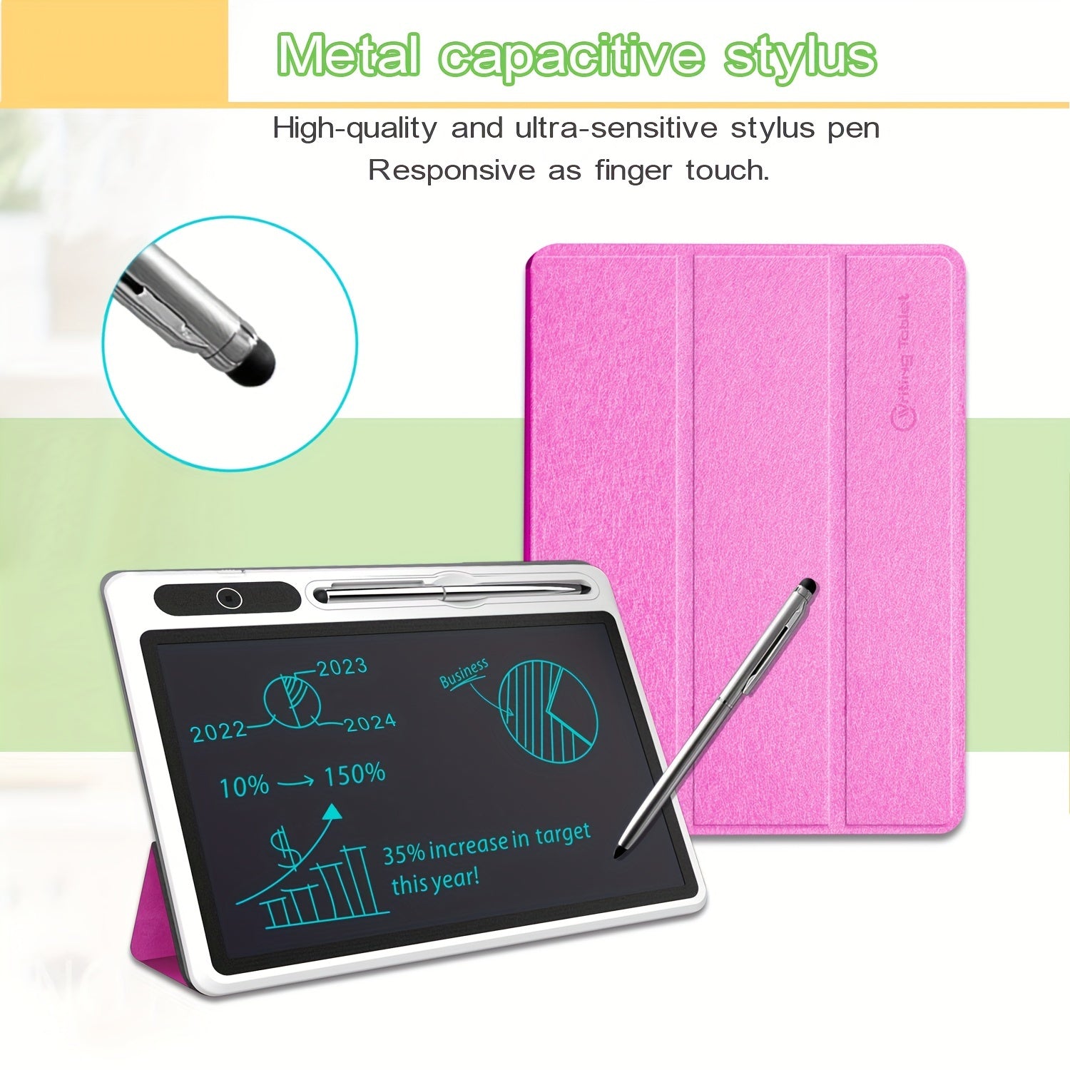 10-Inch LCD Writing Tablet with Leather Case – Digital Memo - Clickilix