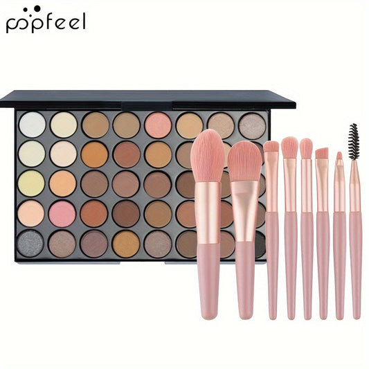 40-Color Eyeshadow & 8PC Brush Set for Women - Clickilix