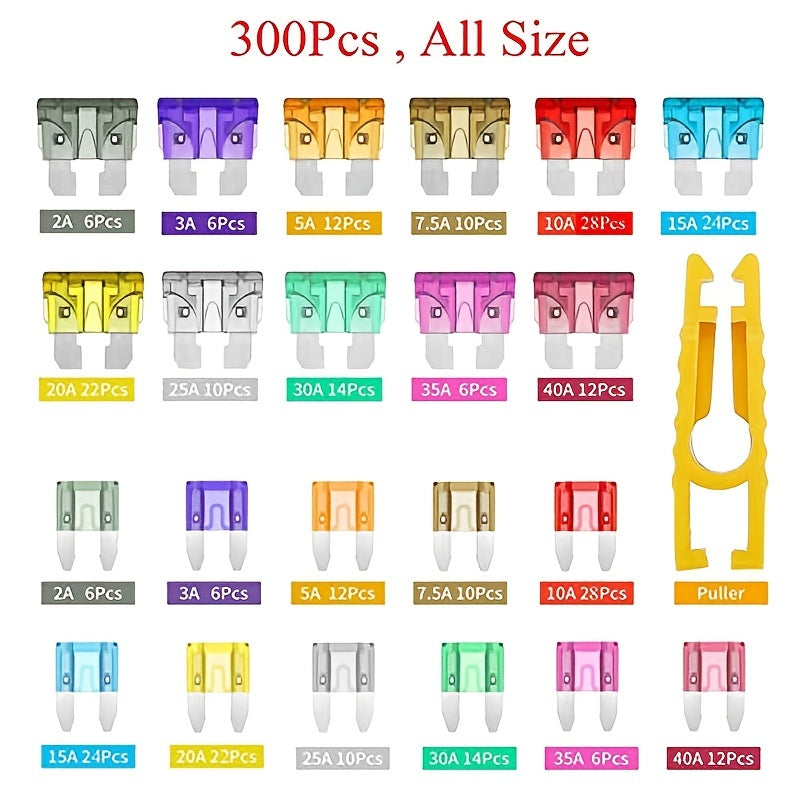 300pcs Car Blade Fuse Assortment Kit Set - Clickilix