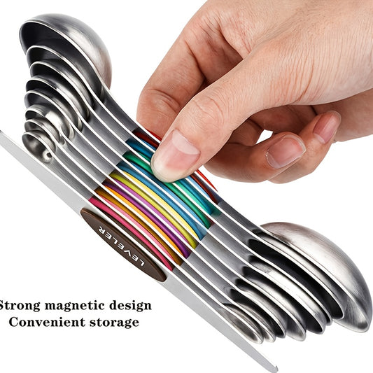 9pcs Magnetic Stainless Steel Measuring Spoons - Clickilix