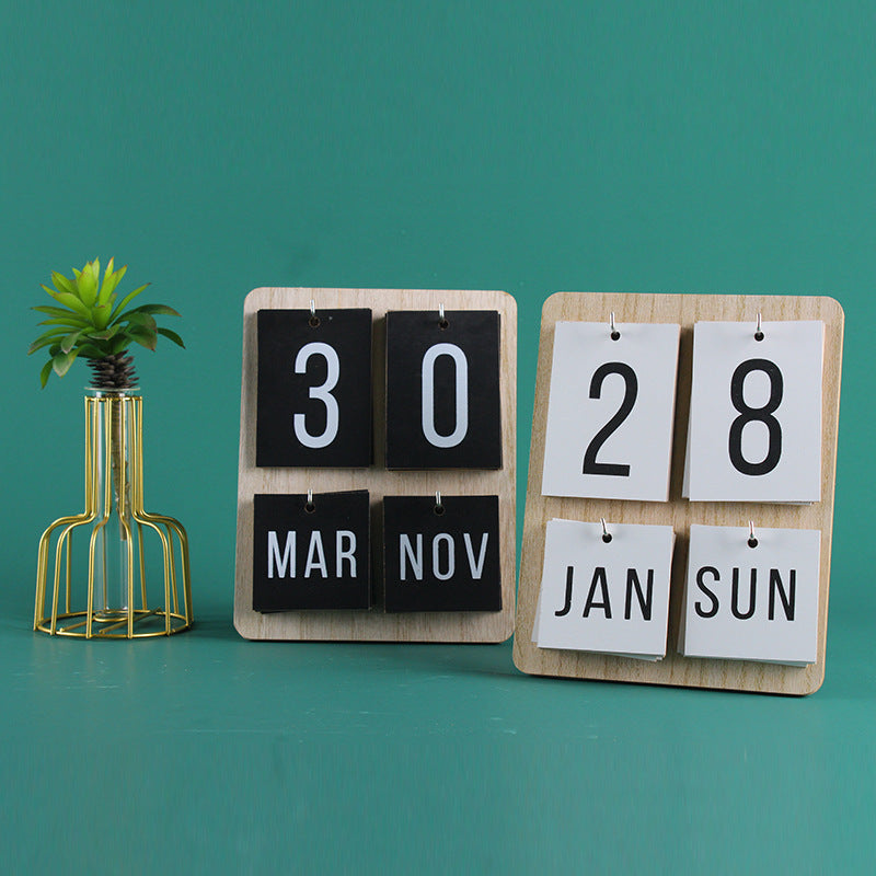 Wooden Manual Combination Calendar Home Decor