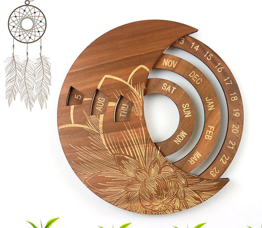 Custom Wooden Round Perpetual Wall Calendar