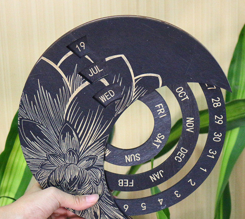 Custom Wooden Round Perpetual Wall Calendar