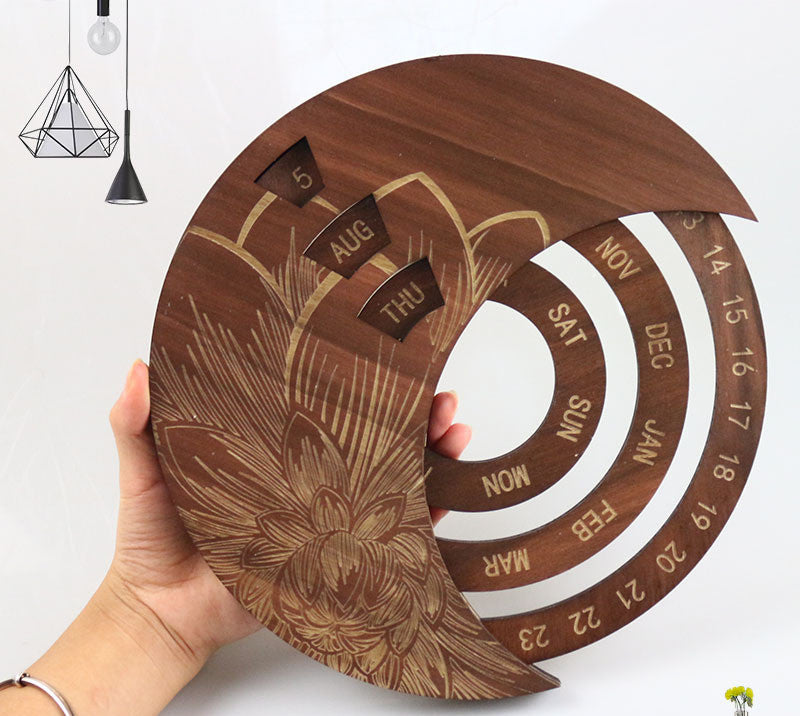 Custom Wooden Round Perpetual Wall Calendar