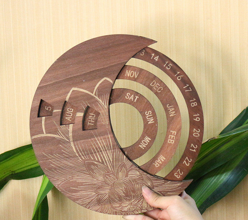 Custom Wooden Round Perpetual Wall Calendar