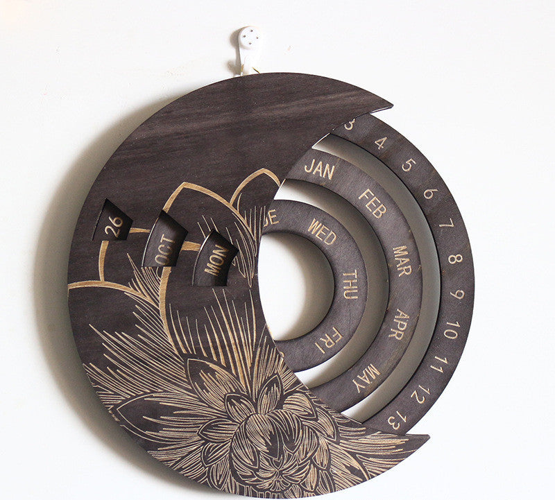 Custom Wooden Round Perpetual Wall Calendar