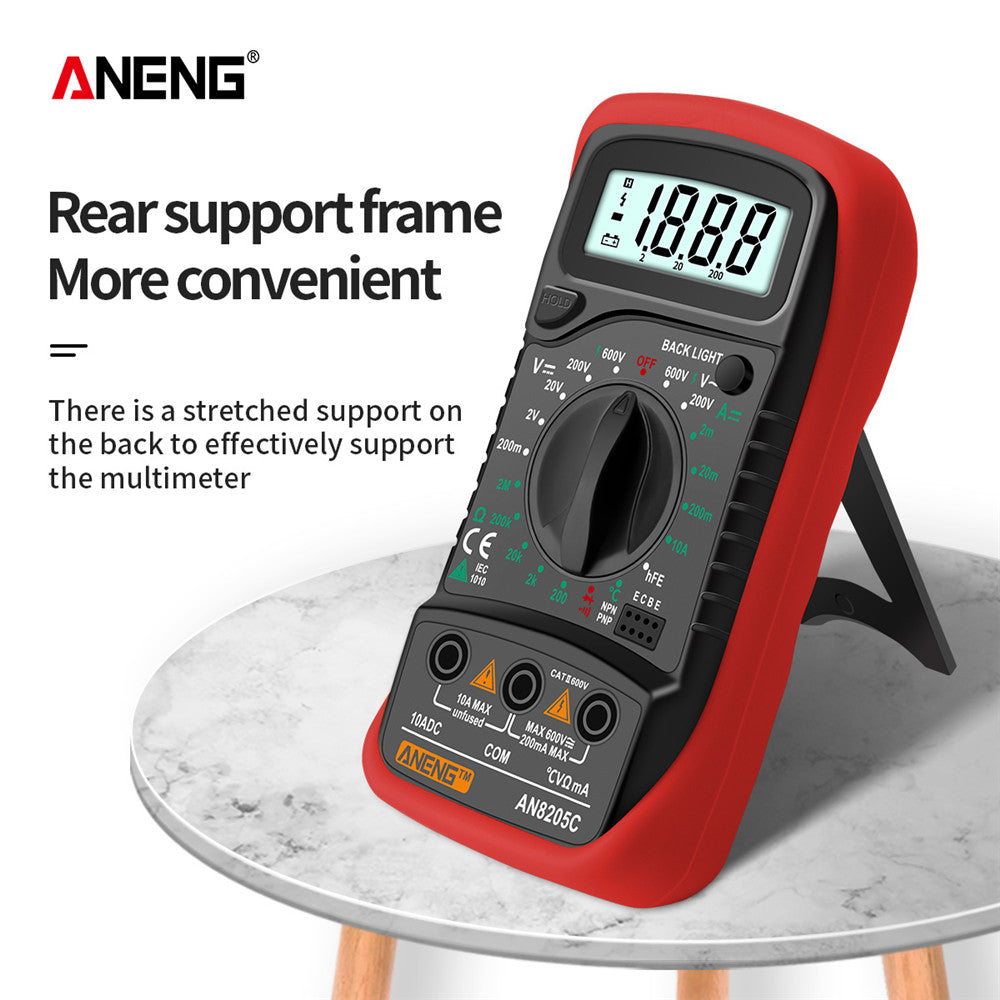AN8205C Digital Multimeter – AC/DC, Ohm, Temp Tester - Clickilix