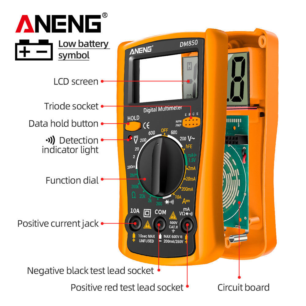 DM850 Digital Multimeter – Auto AC/DC Voltage Tester - Clickilix