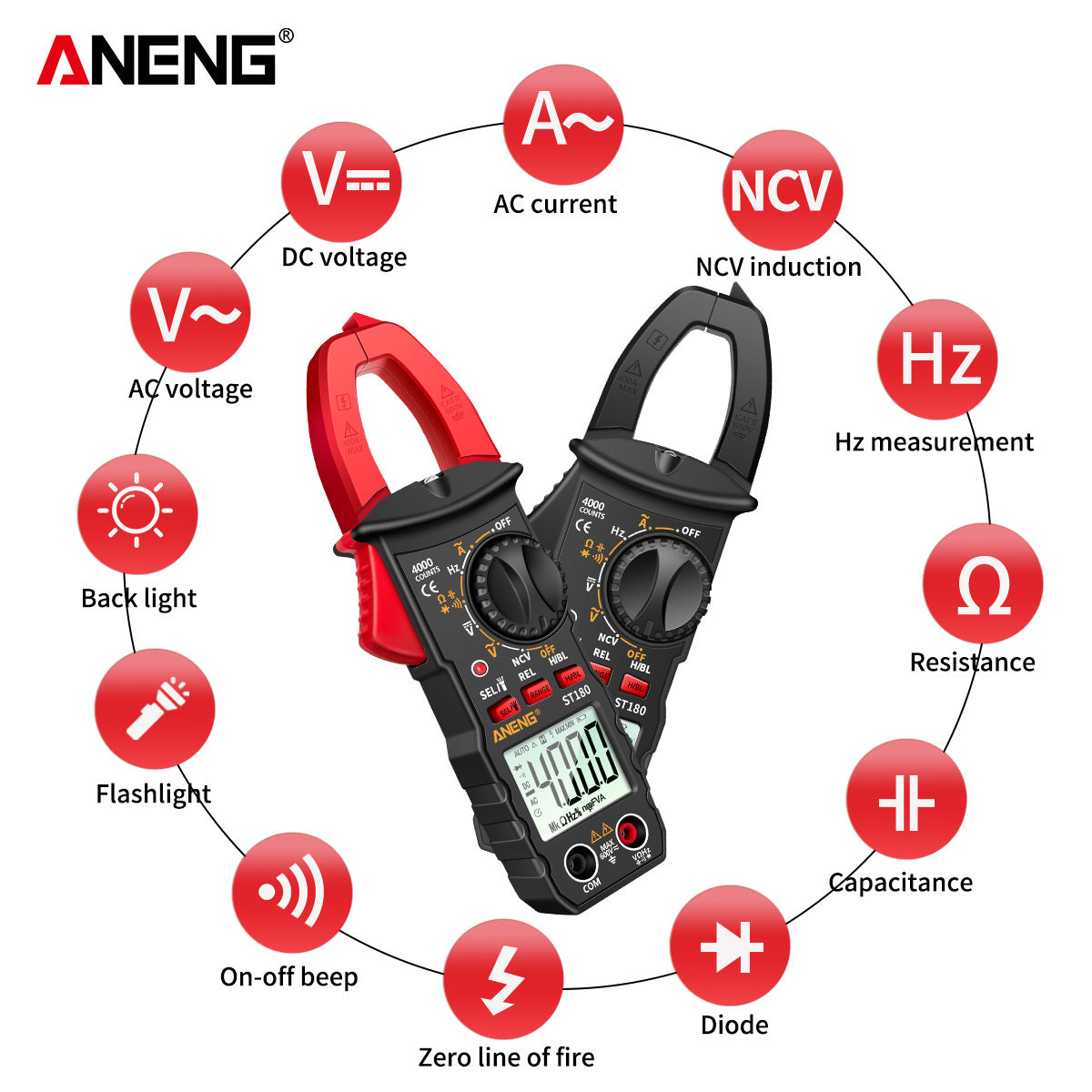 ANENG ST180 Clamp Meter – 4000 Counts AC Multimeter - Clickilix