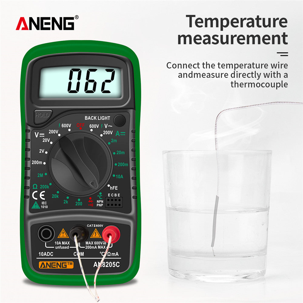 ANENG AN8205C Digital Multimeter – Auto-Ranging with Thermocouple - Clickilix