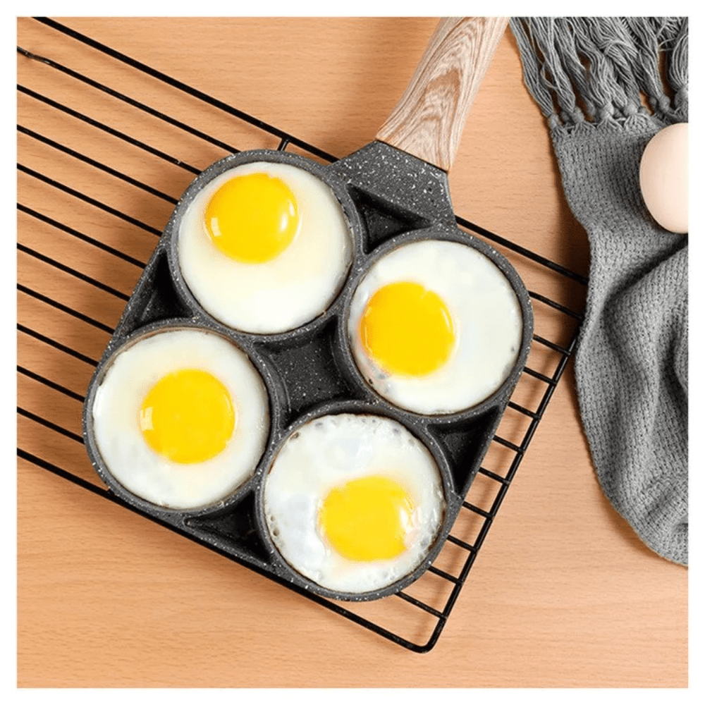 Non-Stick Egg & Burger Frying Pan with Wooden Handle - Clickilix