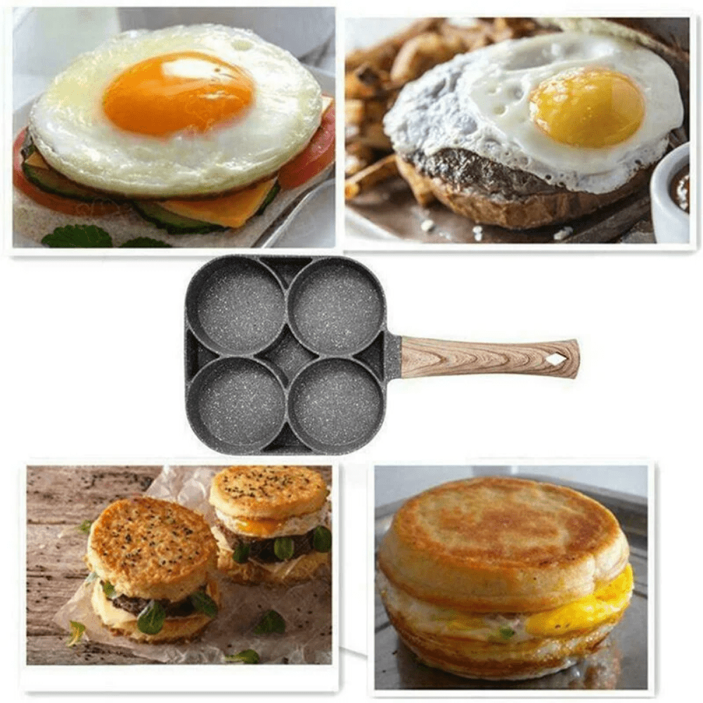 Non-Stick Egg & Burger Frying Pan with Wooden Handle - Clickilix