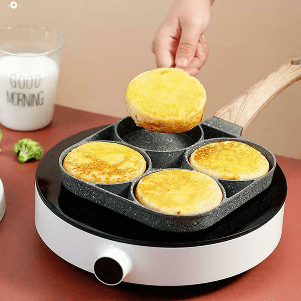 Non-Stick Egg & Burger Frying Pan with Wooden Handle - Clickilix