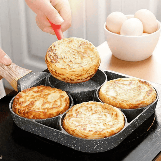 Non-Stick Egg & Burger Frying Pan with Wooden Handle - Clickilix