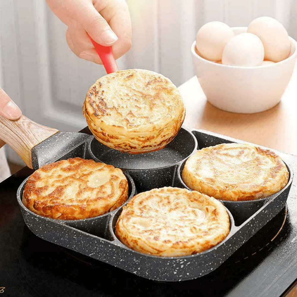 Non-Stick Egg & Burger Frying Pan with Wooden Handle - Clickilix