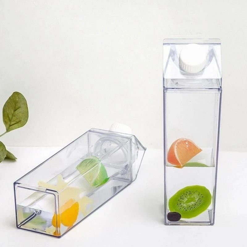 Creative Square Transparent Water Bottle – 500ml/1000ml - Clickilix