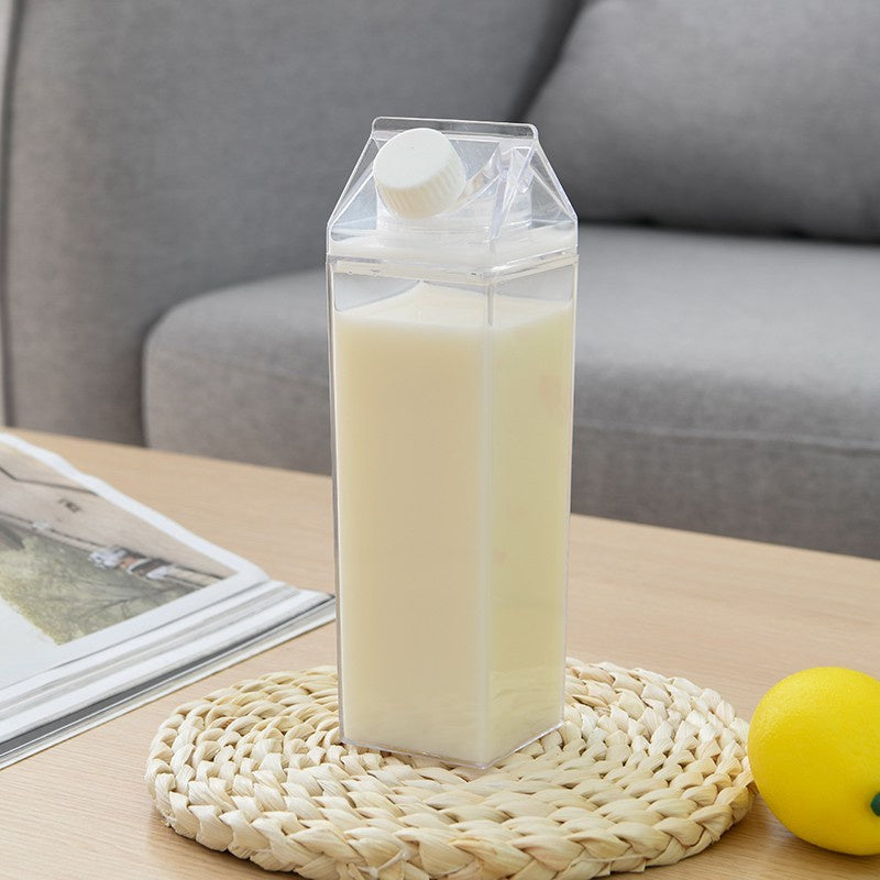Creative Square Transparent Water Bottle – 500ml/1000ml - Clickilix