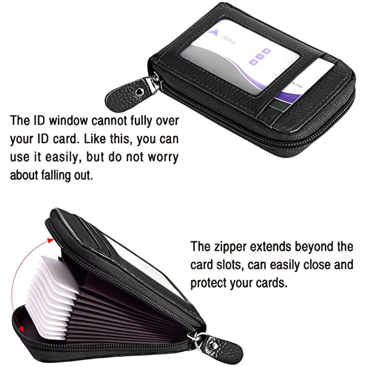 RFID Leather Wallet with Zipper for Men