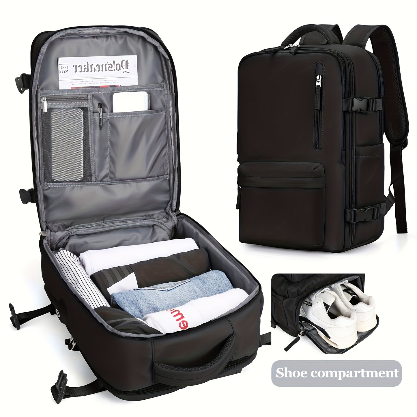Large Waterproof Travel & Hiking Backpack