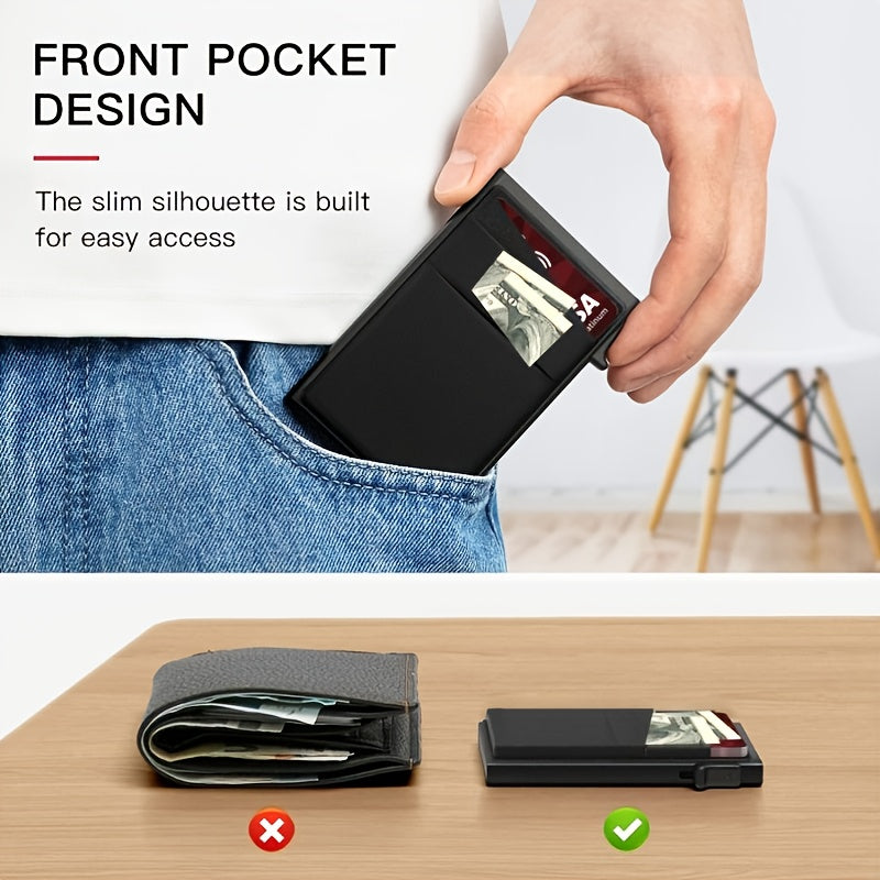 Automatic Pop-Up Credit Card Holder, RFID Blocking Men's Business Card Wallet - Clickilix