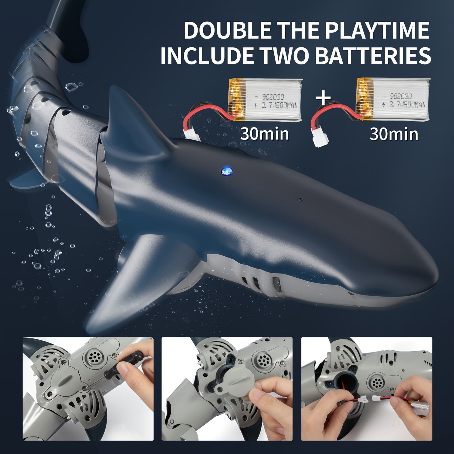 Remote Control Shark Toy with Spray & Light