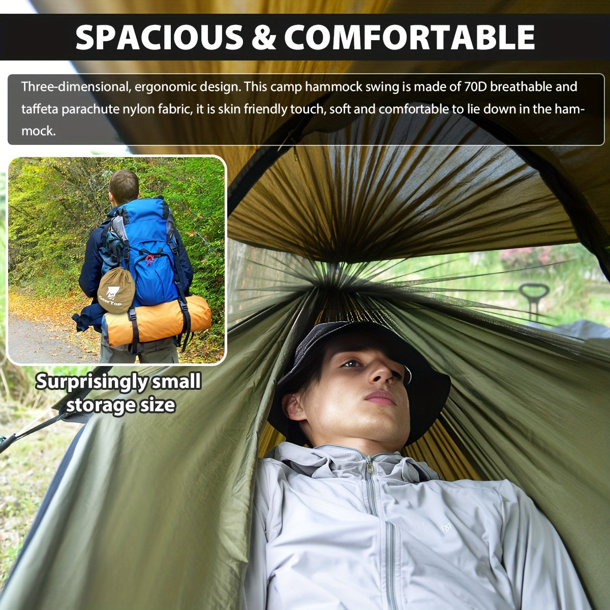 GeerTop 3-in-1 Camping Hammock with Mosquito Net