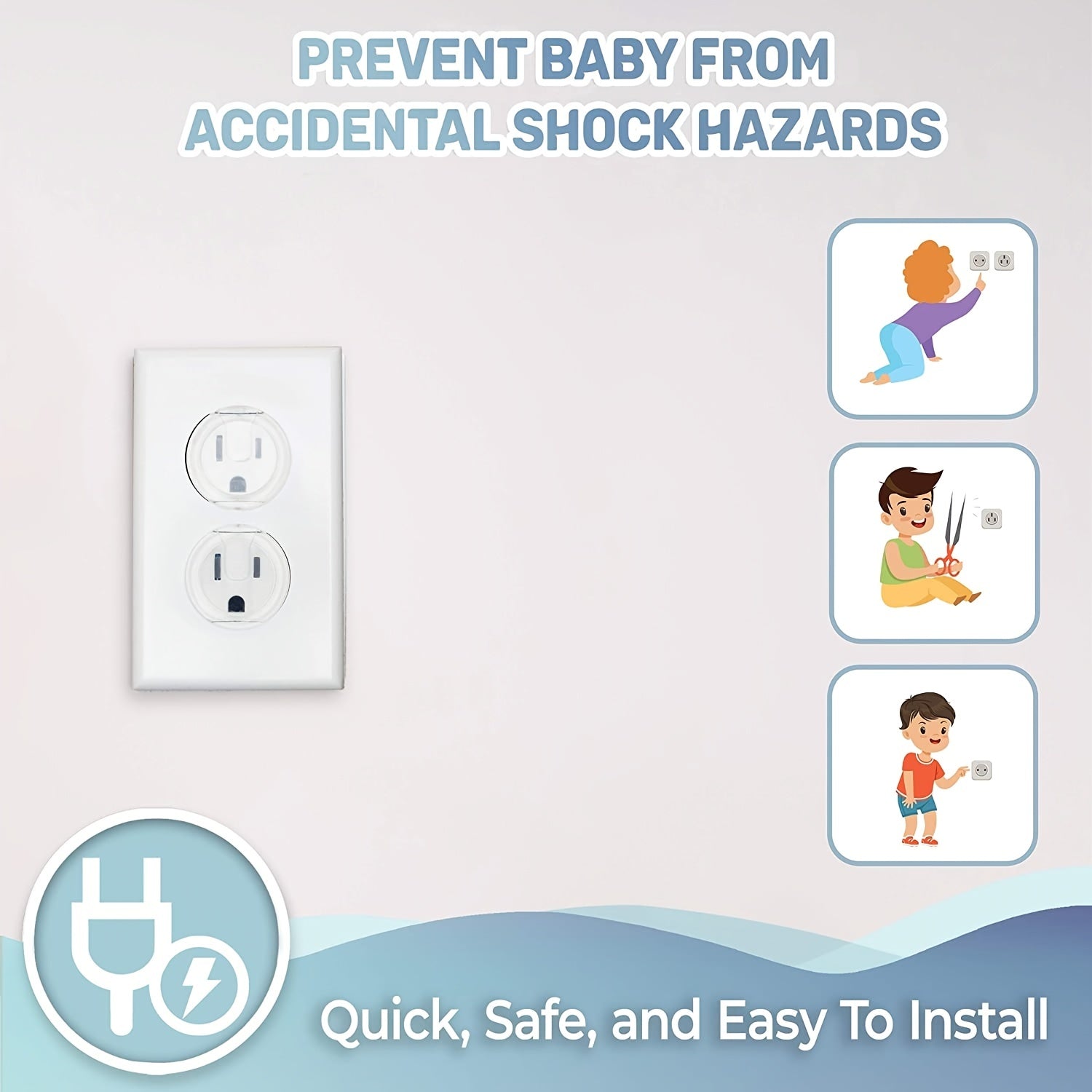 10pcs Baby-Proof Outlet Covers for Kids' Safety - Clickilix
