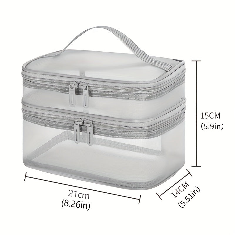 Double Layer Travel Cosmetic Bag – Mesh Makeup Organizer - Clickilix