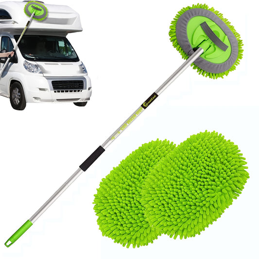 62" Long Handle Car Wash Brush Kit with Mop Heads - Clickilix