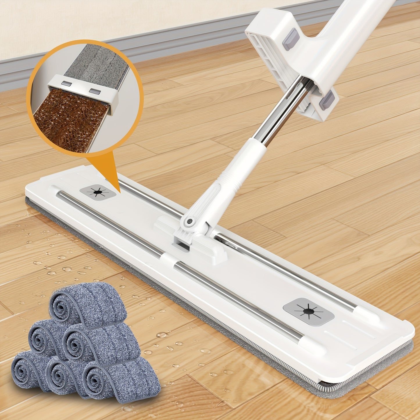 59" Hands-Free Flat Mop Set with Pads