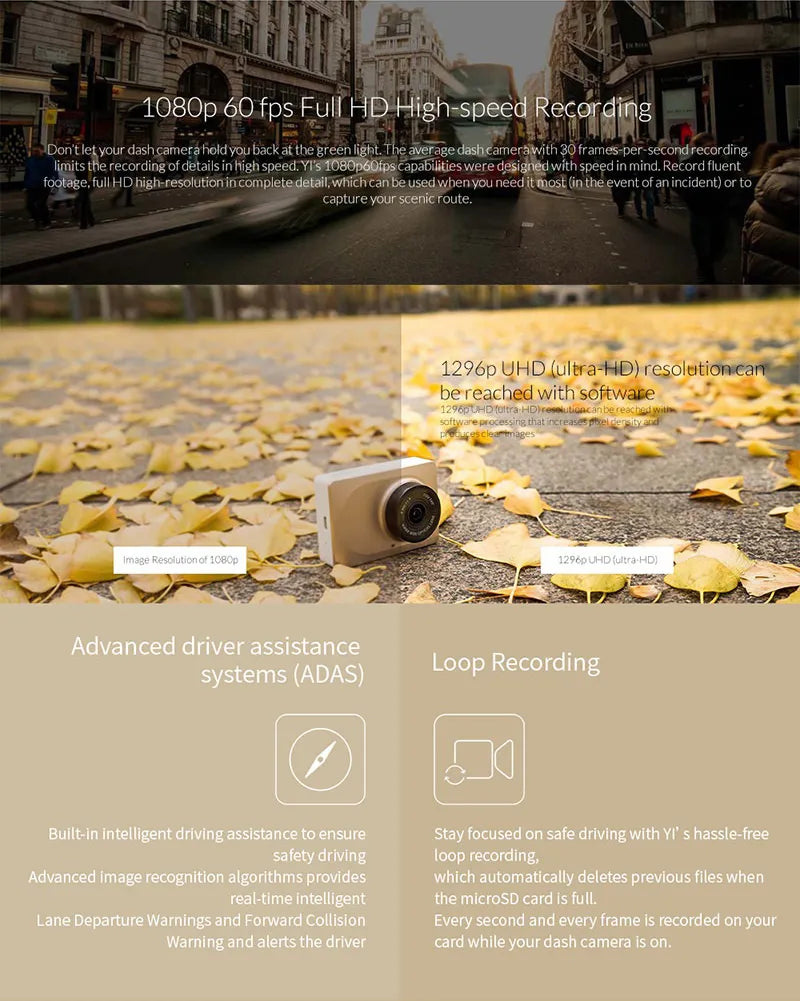YI Smart Dash Cam – Full HD 1080P with ADAS Safety