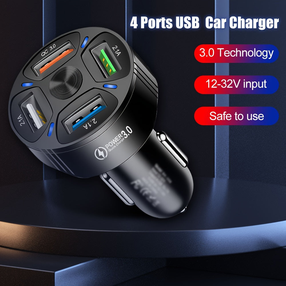 4-in-1 USB Car Charger – Fast Multi-Port Adapter - Clickilix