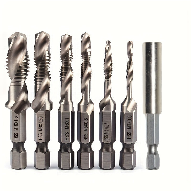 GOXAWEE 6pcs Titanium Drill Tap Set for Wood & Metal - Clickilix