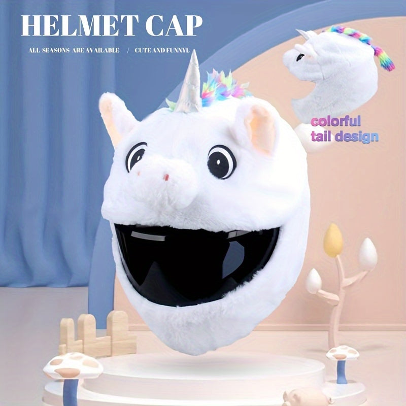 Cute Fox Plush Motorcycle Helmet Cover – Soft & Warm Liner