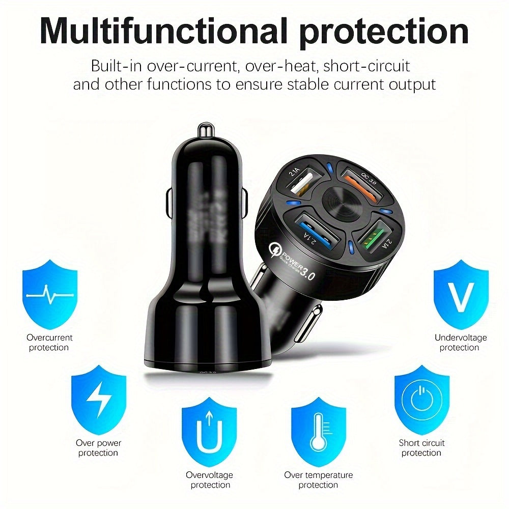 4-in-1 USB Car Charger – Fast Multi-Port Adapter - Clickilix