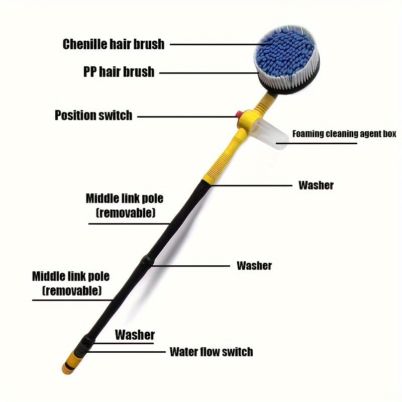 360° Spin Car Wash Brush Kit – Extendable with Spray Nozzle - Clickilix