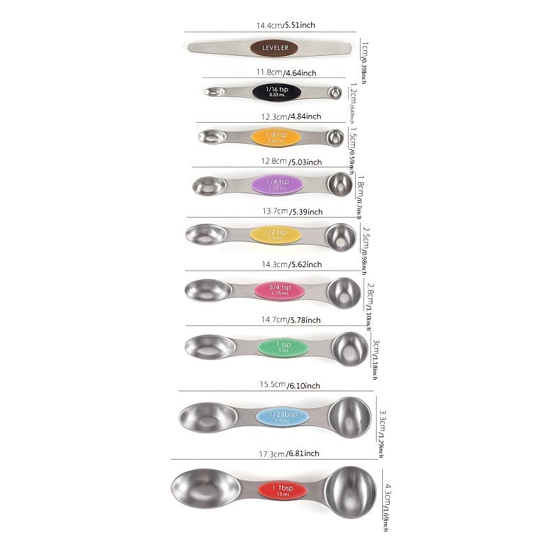 9pcs Magnetic Stainless Steel Measuring Spoons - Clickilix