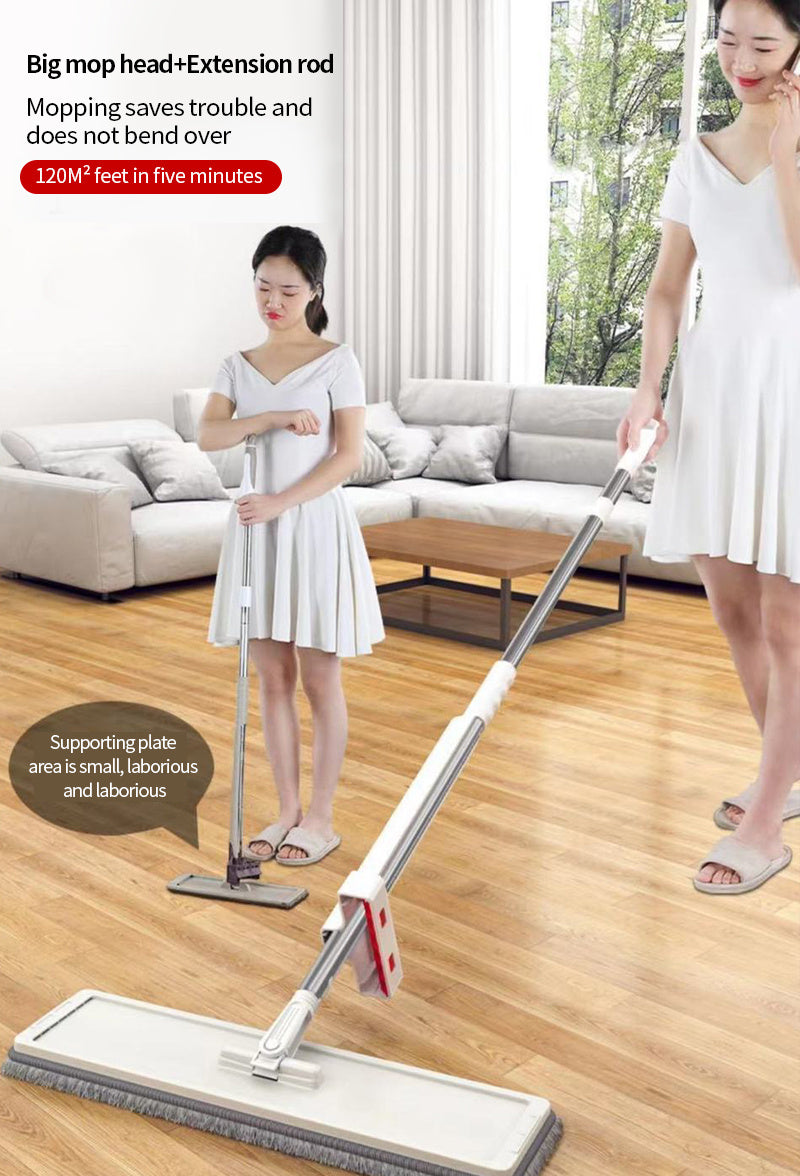 59" Hands-Free Flat Mop Set with Pads