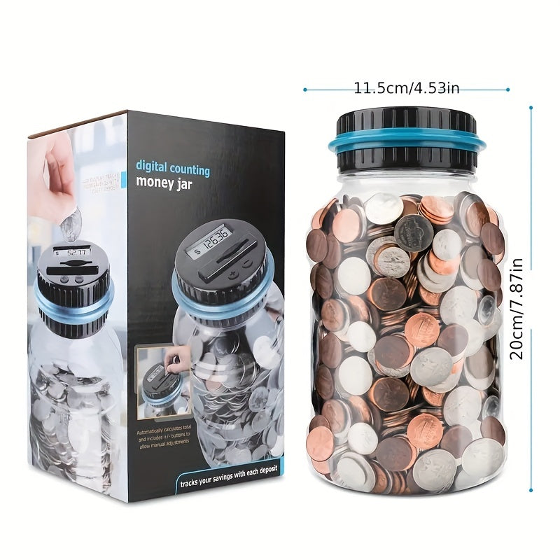 Digital Coin Counting Jar – 800+ Capacity, Fits All US Coins - Clickilix