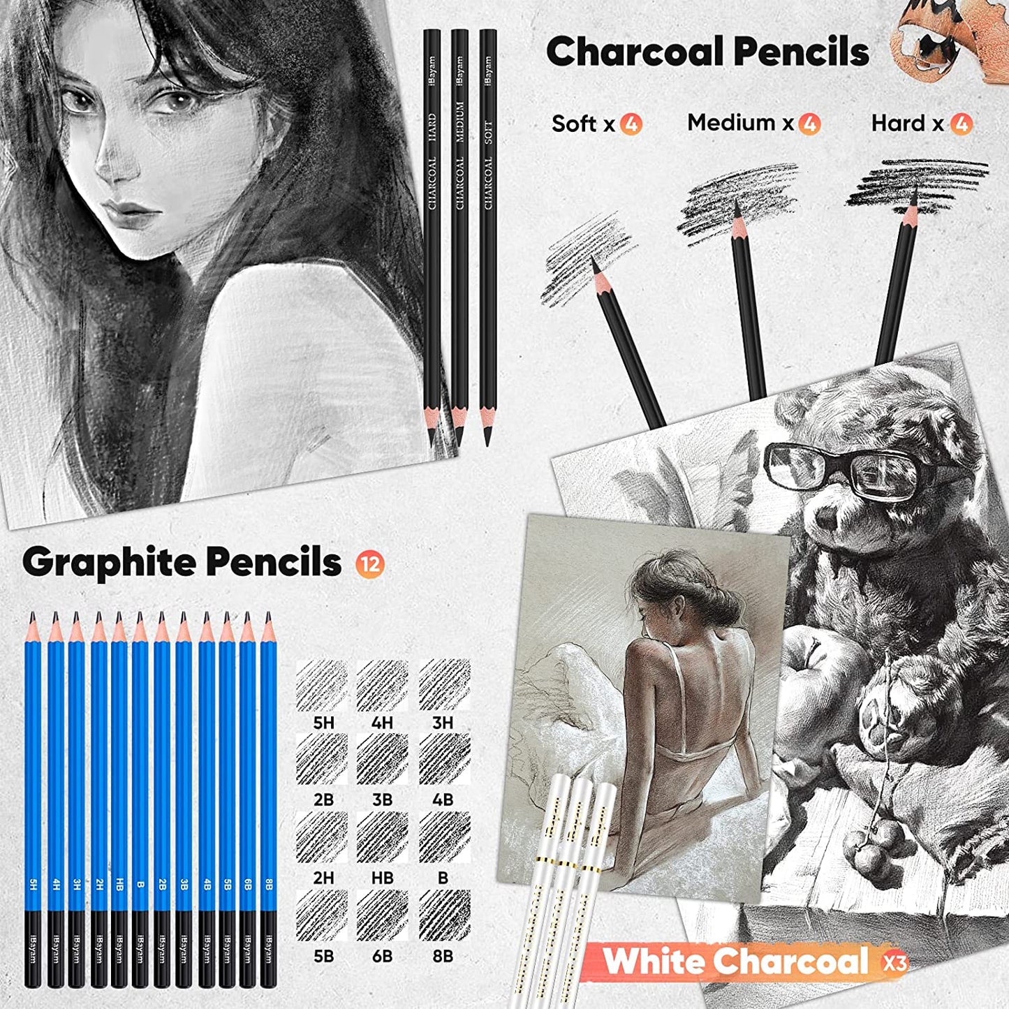 35pcs Premium Drawing Pencil Set for Artists