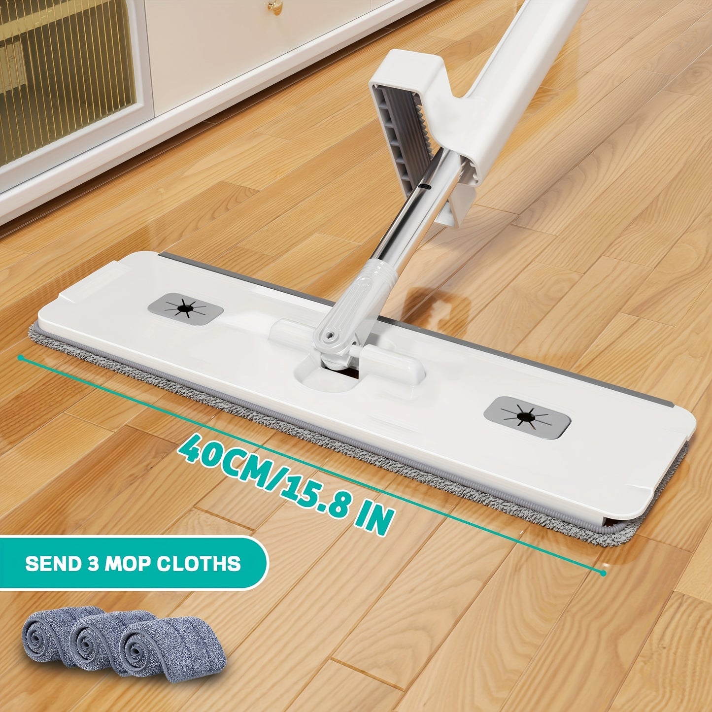 59" Hands-Free Flat Mop Set with Pads