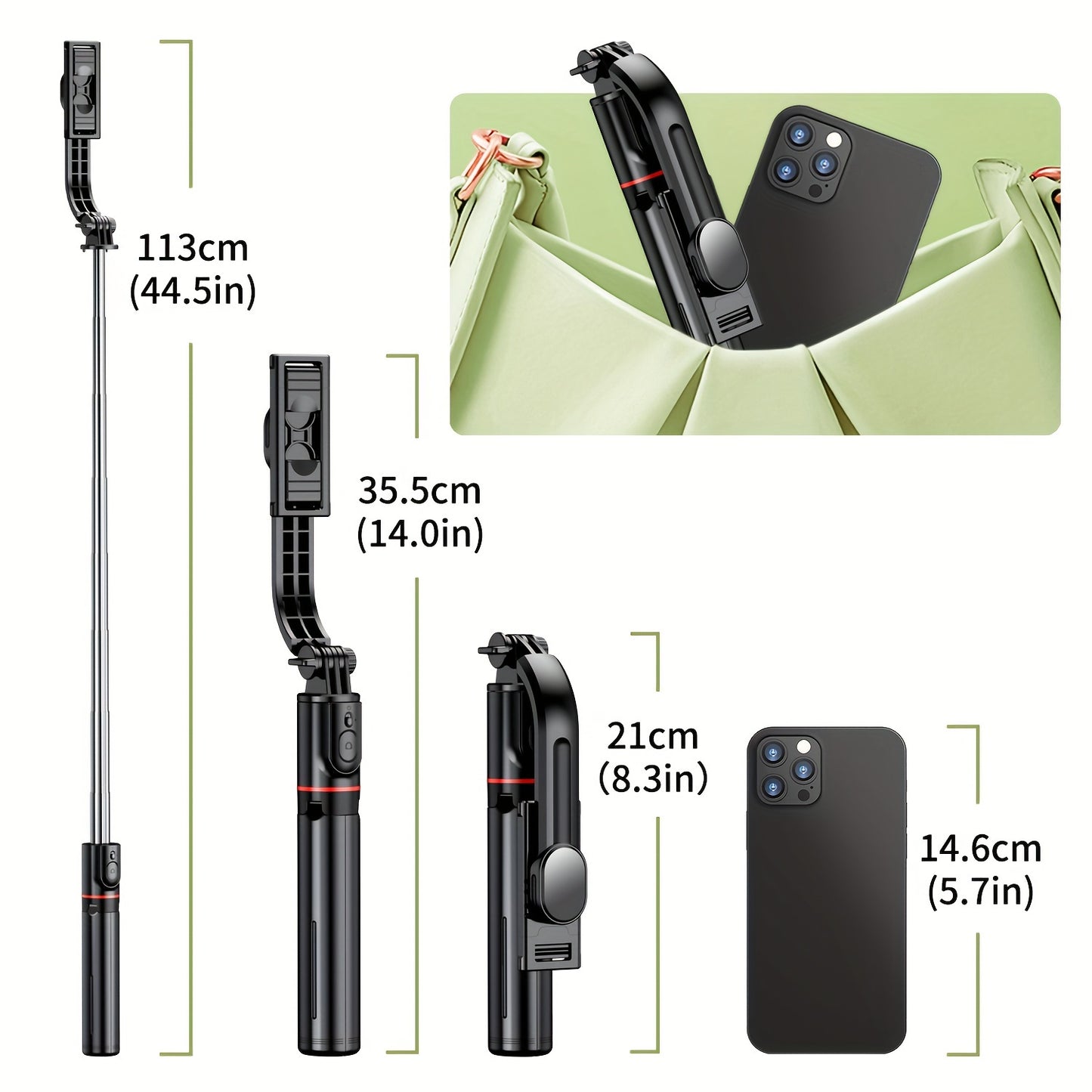 44-Inch Selfie Stick Tripod with Wireless Remote Control - Clickilix