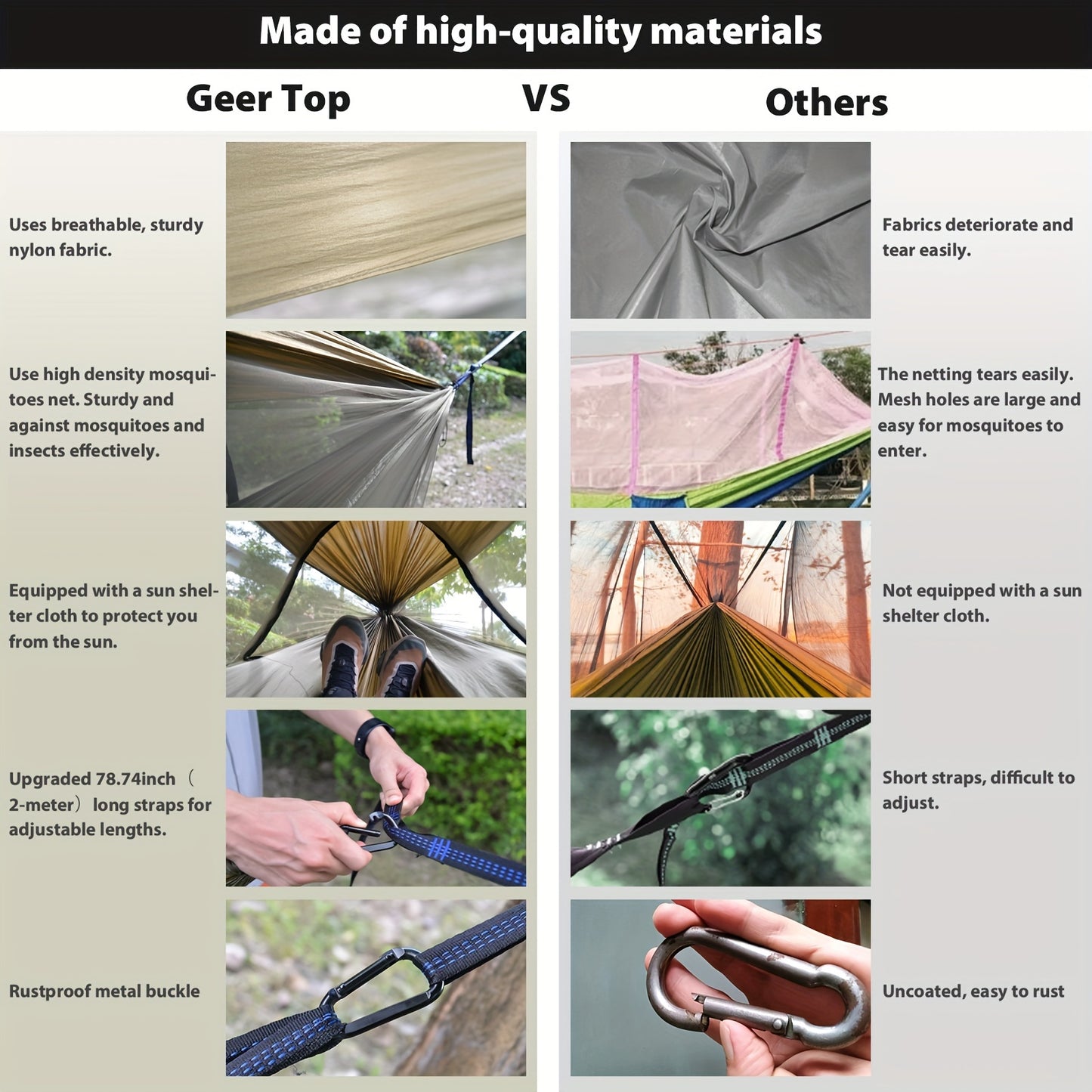 GeerTop 3-in-1 Camping Hammock with Mosquito Net