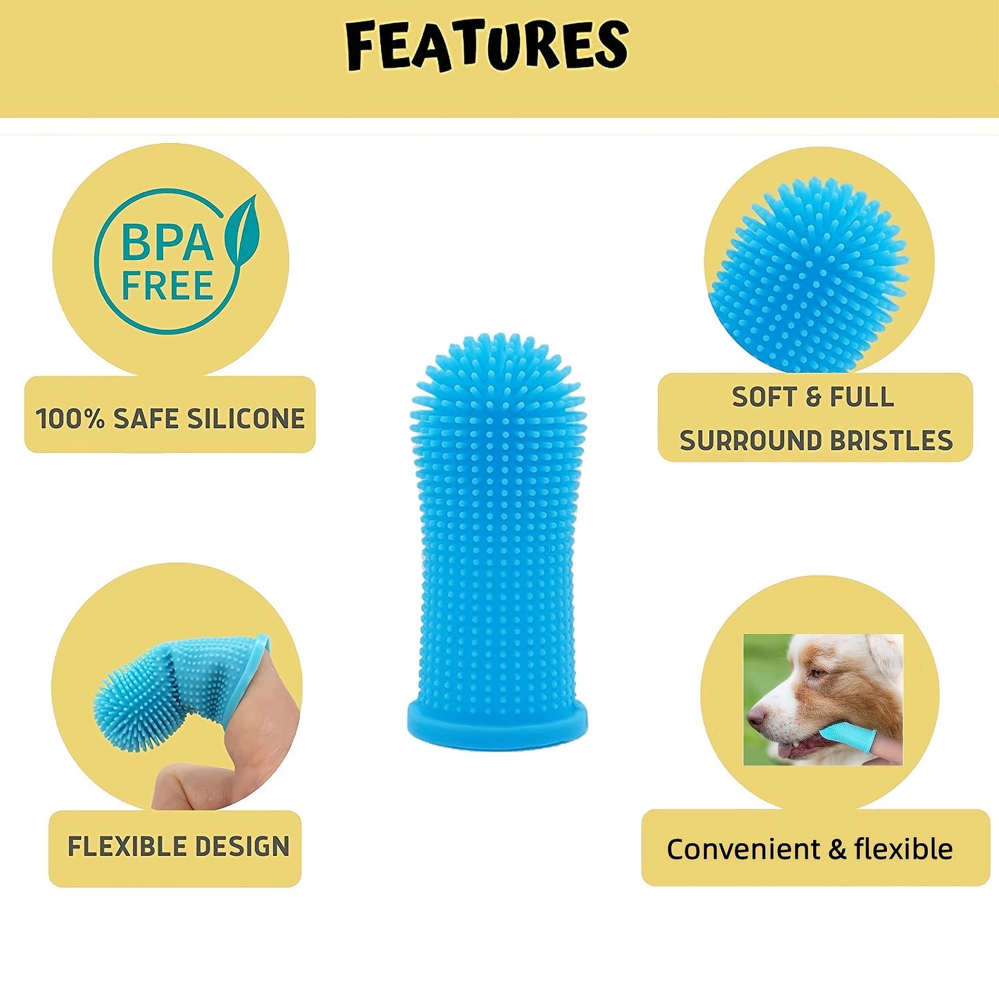 Soft Silicone Pet Toothbrush for Dogs & Cats - Clickilix