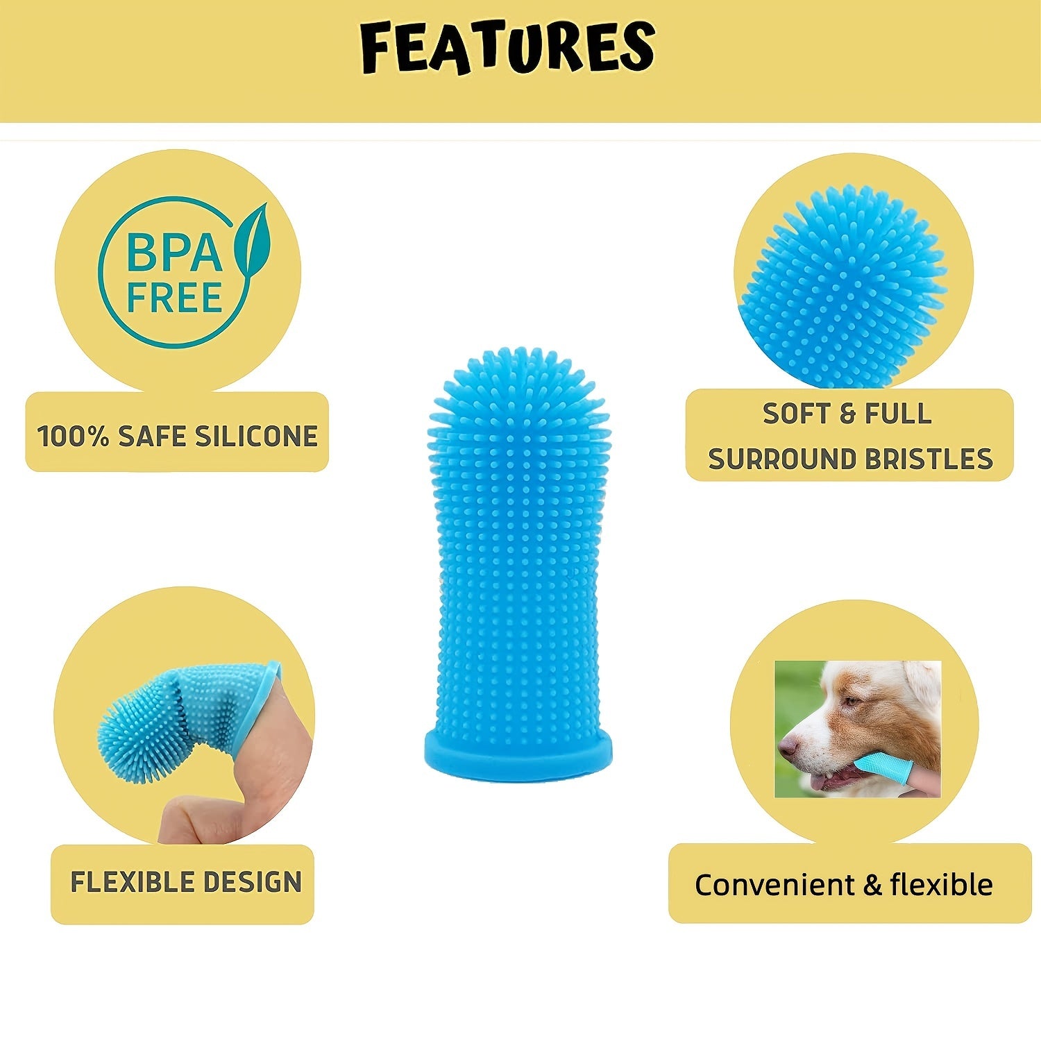 Soft Silicone Pet Toothbrush for Dogs & Cats - Clickilix