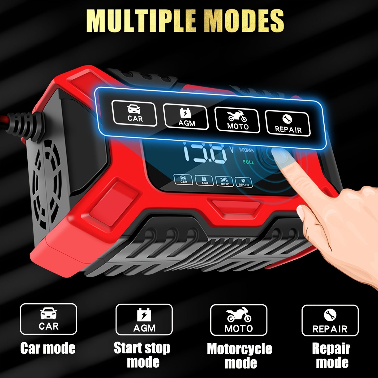 12V 6A Automatic Digital Car Battery Charger - Clickilix