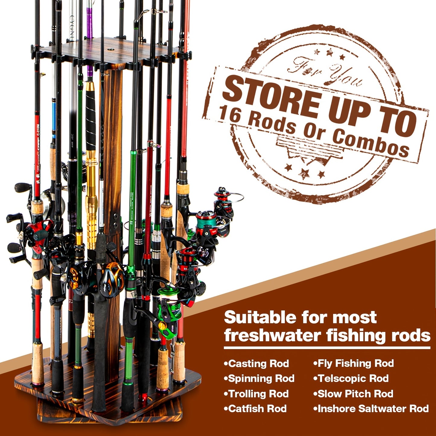 360° Swivel Fishing Rod Storage Rack