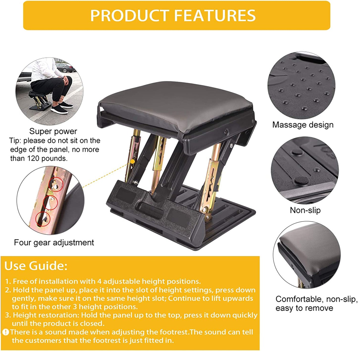 Ergonomic Adjustable Footrest for Office & Home