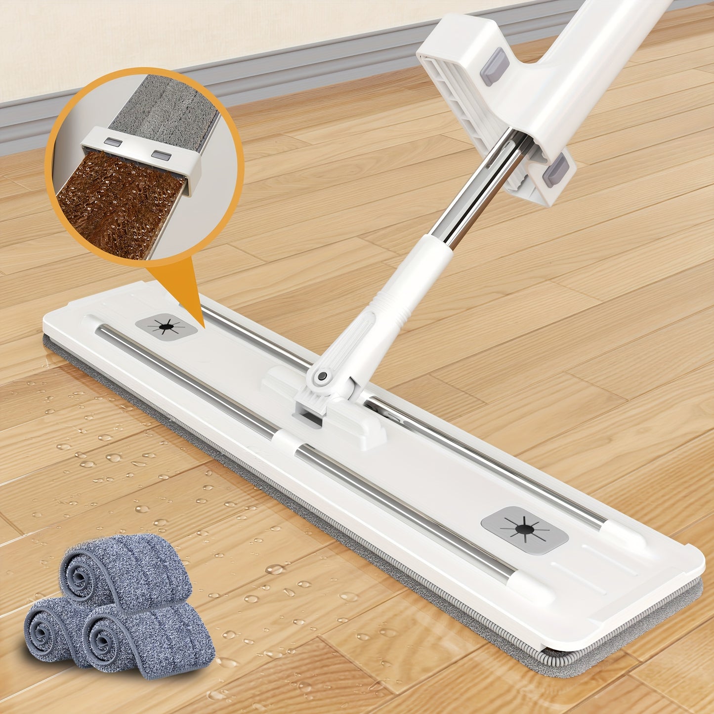 59" Hands-Free Flat Mop Set with Pads